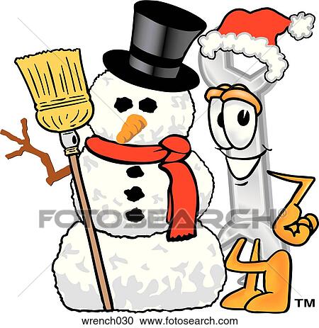 Clipart - Wrench with snowman. Fotosearch