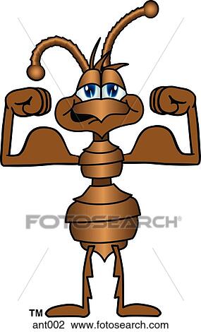 Drawing - Ant Flexing Muscles. Fotosearch