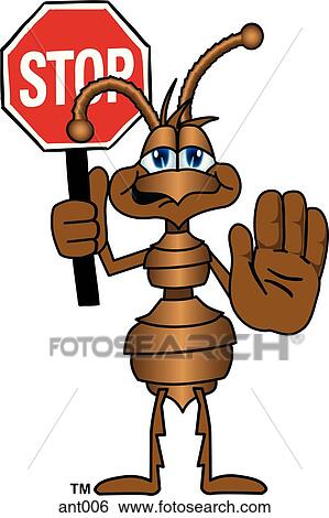 Stock Illustration - Ant Holding A Stop Sign. Fotosearch