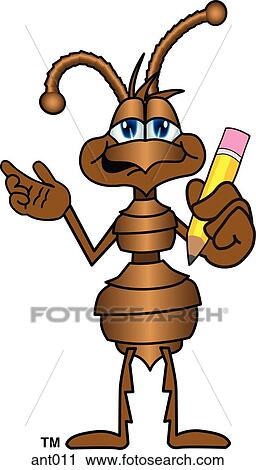 Clip Art - Ant With Pencil. Fotosearch