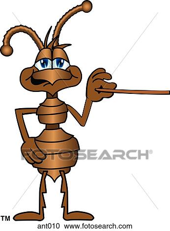 Ant With Pointer View Large Illustration Clipart - Ant With Pointer. Fotosearch