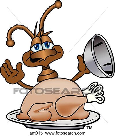 Stock Illustration - Ant With Thanksgiving Turkey. Fotosearch