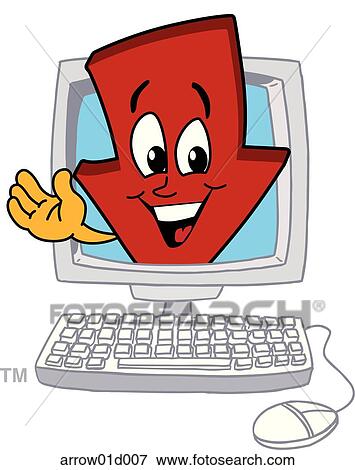 Arrow Down In Computer View Large Illustration Stock Illustration - Arrow Down In Computer. Fotosearch