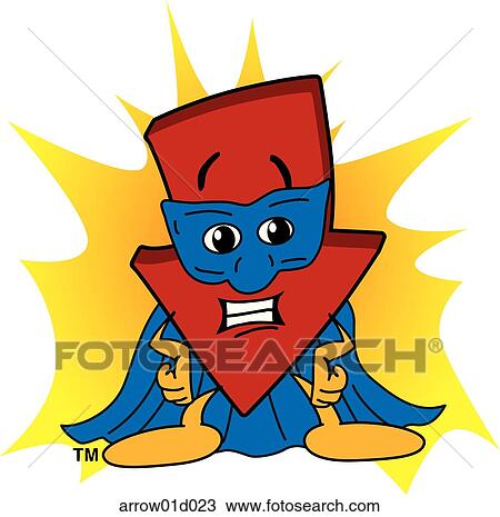 Arrow Down Super Hero View Large Illustration Drawing - Arrow Down Super Hero. Fotosearch