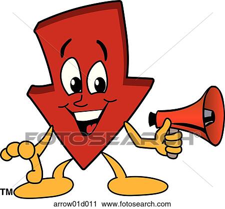 Arrow Down With Megaphone View Large Illustration Clip Art - Arrow Down With Megaphone. Fotosearch