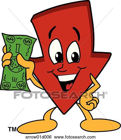Arrow Down With Money View Large Illustration Stock Illustration - Arrow Down With Money. Fotosearch