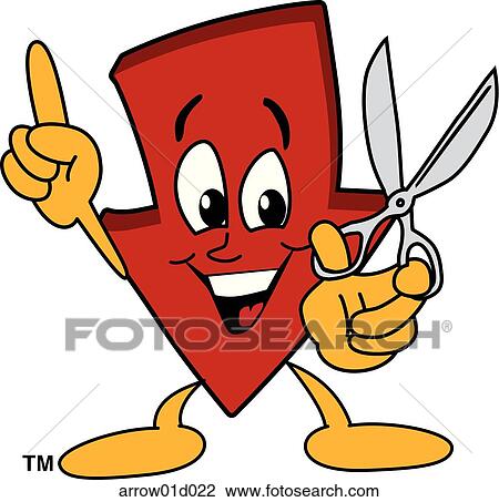 Arrow Down With Scissors View Large Illustration Drawing - Arrow Down With Scissors. Fotosearch