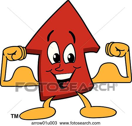 Arrow Up Flexing Muscles View Large Illustration Drawing - Arrow Up Flexing Muscles. Fotosearch