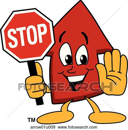 Arrow Up Holding A Stop Sign View Large Illustration Stock Illustration - Arrow Up Holding A Stop Sign. Fotosearch