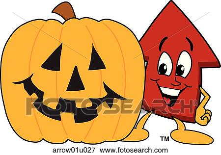 Stock Illustration - Arrow Up With Halloween Pumpkin. Fotosearch