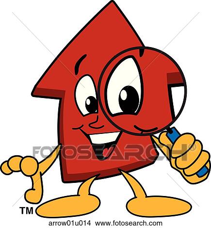 Stock Illustration - Arrow Up With Magnifying Glass. Fotosearch
