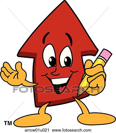 Clip Art - Arrow Up With Pencil. Fotosearch