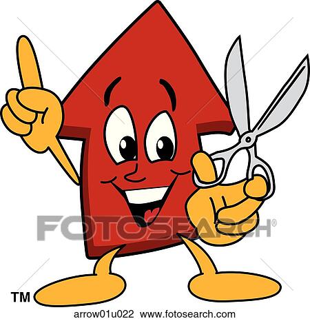 Drawing - Arrow Up With Scissors. Fotosearch