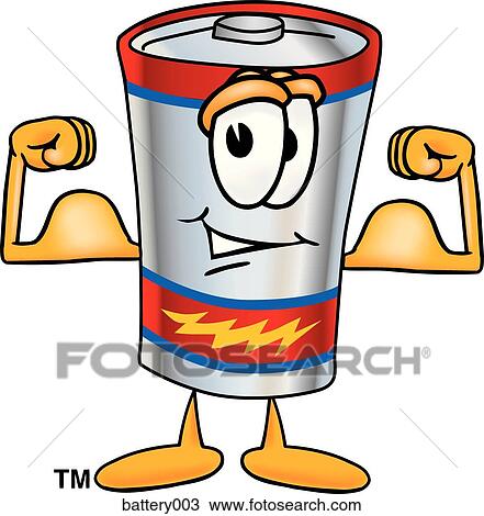 Battery Flexing Muscles View Large Illustration Drawing - Battery Flexing Muscles. Fotosearch