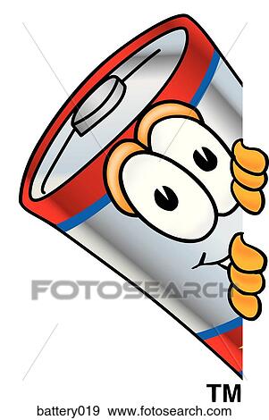 Stock Illustration - Battery Peeking Sideways. Fotosearch