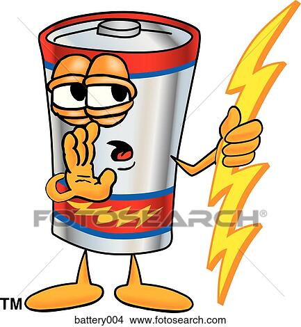Stock Illustration - Battery Telling Secret. Fotosearch