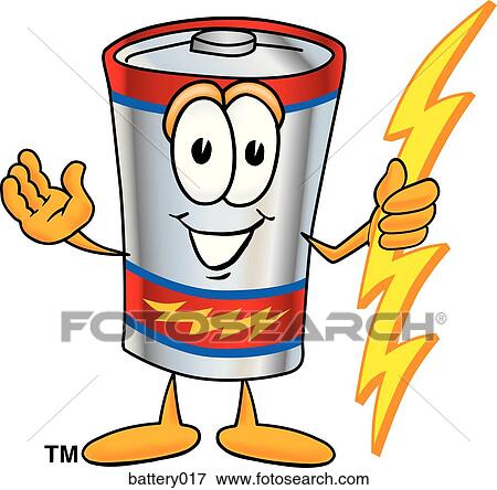 Stock Illustration - Battery With Hands Out. Fotosearch