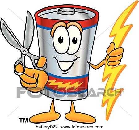 Battery With Scissors View Large Illustration Drawing - Battery With Scissors. Fotosearch