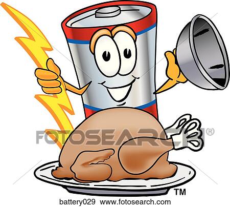 Stock Illustration - Battery With Thanksgiving Turkey. Fotosearch