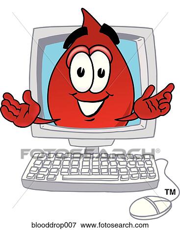 Stock Illustration - Blood Drop In Computer. Fotosearch