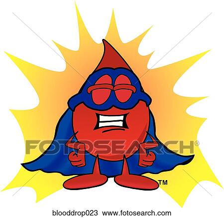Drawing - Blood Drop Super Hero. Fotosearch