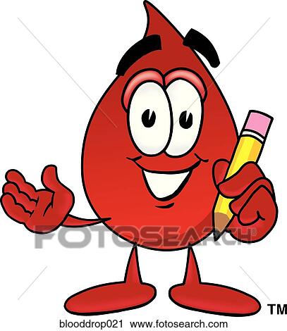 Blood Drop With Pencil View Large Illustration Clip Art - Blood Drop With Pencil. Fotosearch