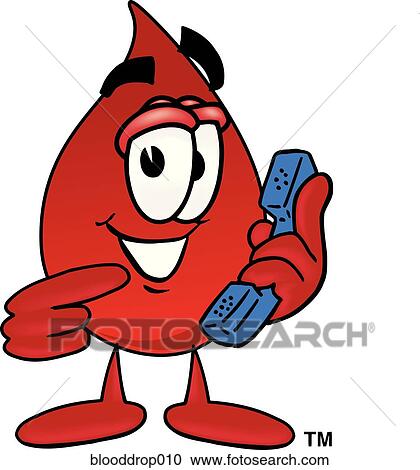 Clipart - Blood Drop With Phone. Fotosearch