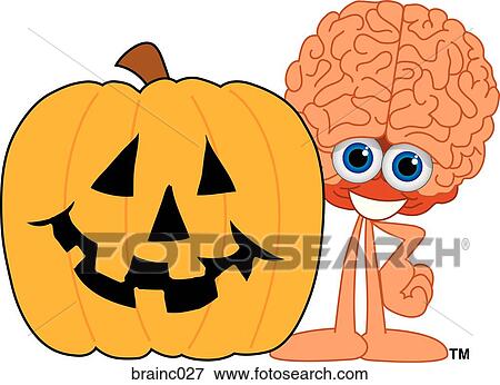 Brain With Halloween Pumpkin View Large Illustration Stock Illustration - Brain With Halloween Pumpkin. Fotosearch