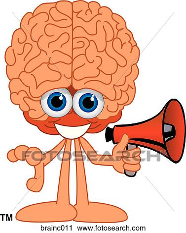 Brain With Megaphone View Large Illustration Clip Art - Brain With Megaphone. Fotosearch