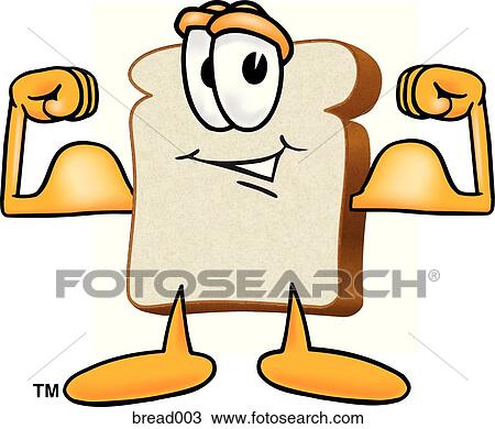 Bread Flexing Muscles View Large Illustration Drawing - Bread Flexing Muscles. Fotosearch