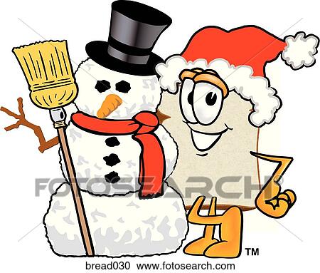 Bread With Snowman View Large Illustration Clipart - Bread With Snowman. Fotosearch