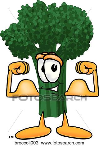 Broccoli Flexing Muscles View Large Illustration Drawing - Broccoli Flexing Muscles. Fotosearch