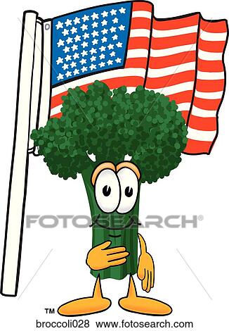Stock Illustration - Broccoli With Flag. Fotosearch