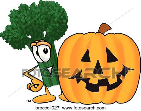 Broccoli With Halloween Pumpkin View Large Illustration Stock Illustration - Broccoli With Halloween Pumpkin. Fotosearch