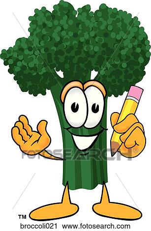 Broccoli With Pencil View Large Illustration Clip Art - Broccoli With Pencil. Fotosearch