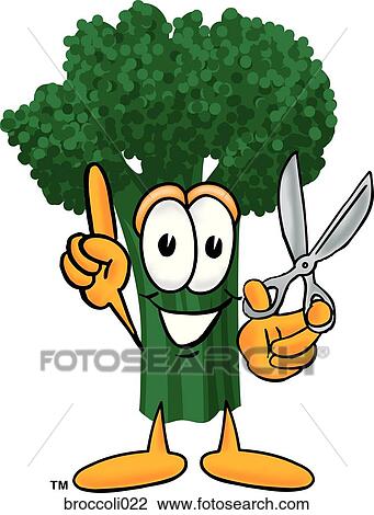 Broccoli With Scissors View Large Illustration Drawing - Broccoli With Scissors. Fotosearch