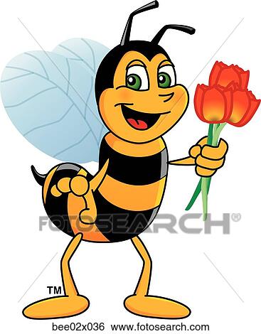 Bumble Bee 2 holding Flowers View Large Illustration Stock Illustration - Bumble Bee 2 holding Flowers. Fotosearch