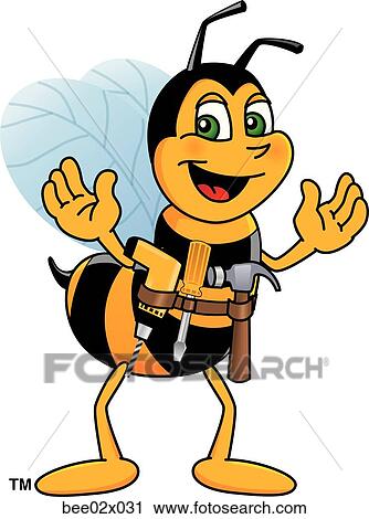 Clip Art - Bumble Bee 2 wearing Tool Belt. Fotosearch