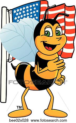 Bumble Bee 2 With Flag View Large Illustration Stock Illustration - Bumble Bee 2 With Flag. Fotosearch