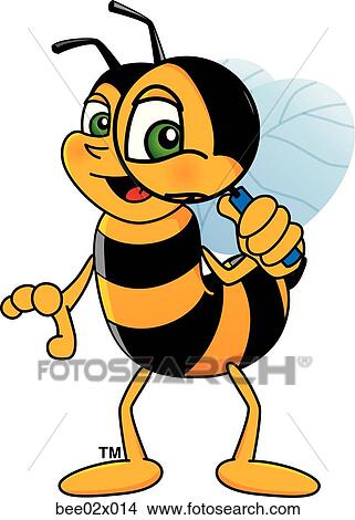 Stock Illustration - Bumble Bee 2 With Magnifying Glass. Fotosearch