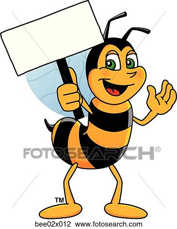 Bumble Bee 2 With Sign View Large Illustration Drawing - Bumble Bee 2 With Sign. Fotosearch