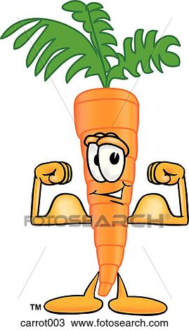Carrot Flexing Muscles View Large Illustration Drawing - Carrot Flexing Muscles. Fotosearch