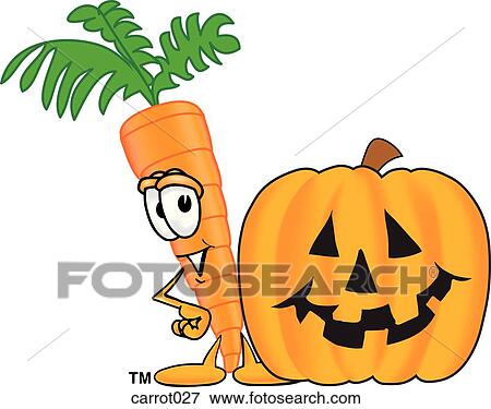 Stock Illustration - Carrot With Halloween Pumpkin. Fotosearch