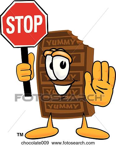 Stock Illustration - Chocolate Holding A Stop Sign. Fotosearch