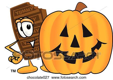 Stock Illustration - Chocolate With Halloween Pumpkin. Fotosearch