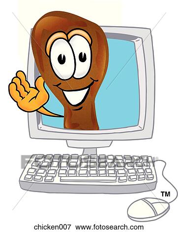 Stock Illustration - Chicken In Computer. Fotosearch