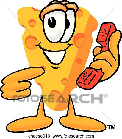 Clipart - Cheese With Phone. Fotosearch