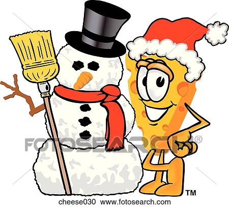 Cheese With Snowman View Large Illustration Clipart - Cheese With Snowman. Fotosearch