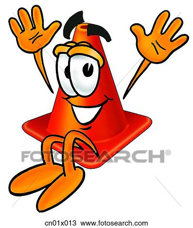 Drawing - Construction Safety Cone Jumping. Fotosearch