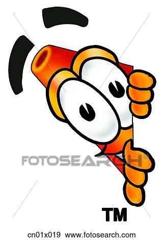 Stock Illustration - Construction Safety Cone Peeking Sideways. Fotosearch